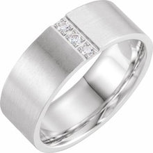 Load image into Gallery viewer, Platinum 1/10 CTW Diamond Band with Satin Finish Size 9
