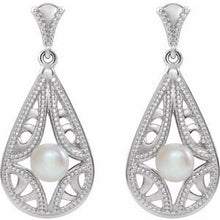 Load image into Gallery viewer, Sterling Silver Freshwater Cultured Pearl Vintage-Inspired Earrings
