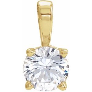 14K Yellow 3 mm Round White Sapphire Birthstone Pendant
