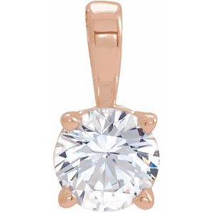 14K Rose 3 mm Round White Sapphire Birthstone Pendant