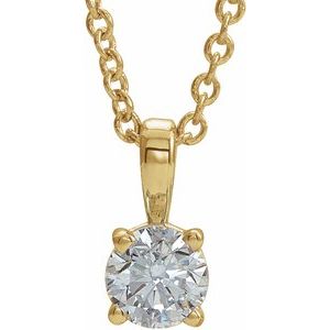 14K Yellow 1/2 CT Diamond Birthstone 16-18" Necklace