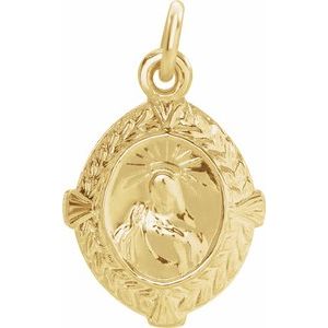 14K Yellow 12x9 mm Sacred Heart of Jesus Medal
