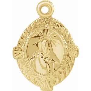 14K Yellow 12x9 mm Sacred Heart of Jesus Dangle