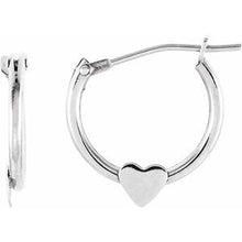 Load image into Gallery viewer, 14K White Hinged Hoop Earrings with Heart
