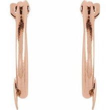 Load image into Gallery viewer, 14K Rose Hinged Hoop Earrings with Heart
