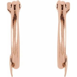14K Rose Hinged Hoop Earrings with Heart