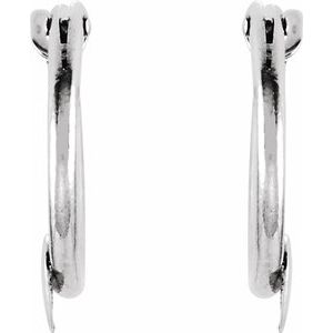 14K White Hinged Hoop Earrings with Heart