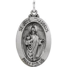 Load image into Gallery viewer, Sterling Silver 25x18 mm Oval St. Jude Thaddeus Medal
