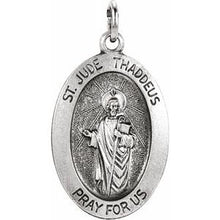 Load image into Gallery viewer, Sterling Silver 19x13.5 mm Oval St. Jude Thaddeus Medal

