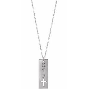 Pierced Cross Engravable Bar Necklace or Pendant  