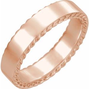 18K Rose 7 mm Rope Pattern Band Taille 8
