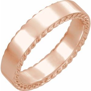 18K Rose 7 mm Rope Pattern Band Taille 5.5