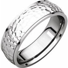 Load image into Gallery viewer, Sterling Silver 6 mm Half Round Edge Band with Hammer Finish Size 7.5
