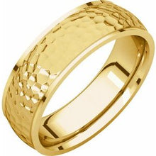 Load image into Gallery viewer, 18K Yellow 6 mm Half Round Edge Band with Hammer Finish Size 13
