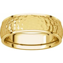 Load image into Gallery viewer, 18K Yellow 6 mm Half Round Edge Band with Hammer Finish Size 13

