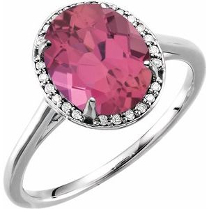 14K White Pink Tourmaline & .07 CTW Diamond Ring