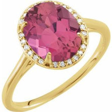 Load image into Gallery viewer, 14K Yellow Pink Tourmaline &amp; .07 CTW Diamond Ring
