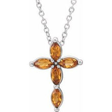 Charger l&#39;image dans la galerie, Sterling Silver Citrine Cross Necklace
