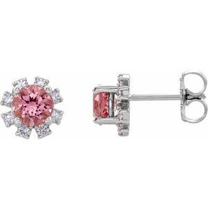 Platinum Pink Tourmaline & 1/2 CTW Diamond Earrings