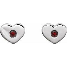 Load image into Gallery viewer, Sterling Silver Mozambique Garnet Heart Earrings
