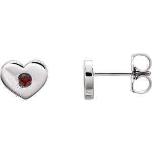 Sterling Silver Mozambique Garnet Heart Earrings