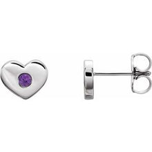 Load image into Gallery viewer, Sterling Silver Amethyst Heart Earrings
