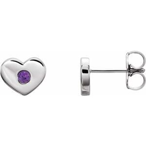 Sterling Silver Amethyst Heart Earrings