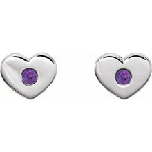 Load image into Gallery viewer, Sterling Silver Amethyst Heart Earrings
