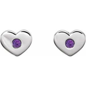 Sterling Silver Amethyst Heart Earrings
