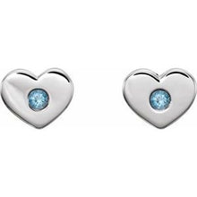 Load image into Gallery viewer, Sterling Silver Aquamarine Heart Earrings
