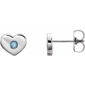 Sterling Silver Aquamarine Heart Earrings