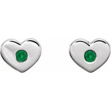 Load image into Gallery viewer, Sterling Silver Chatham¬Æ Created Emerald Heart Earrings
