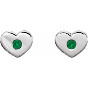 Sterling Silver Chatham¬Æ Created Emerald Heart Earrings