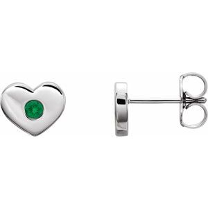 Sterling Silver Chatham¬Æ Created Emerald Heart Earrings