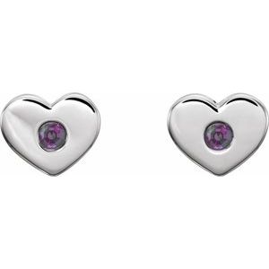 Sterling Silver Chatham¬Æ Created Alexandrite Heart Earrings