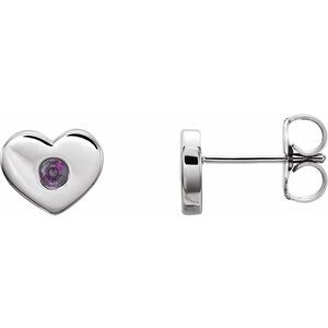 Sterling Silver Chatham¬Æ Created Alexandrite Heart Earrings