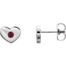 Charger l&#39;image dans la galerie, Sterling Silver Ruby Heart Earrings
