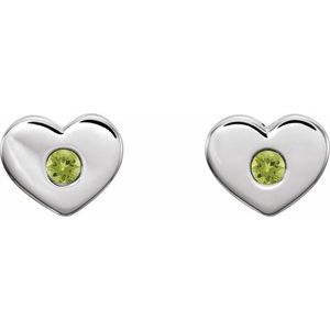 Sterling Silver Peridot Heart Earrings