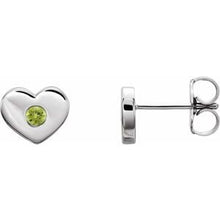 Load image into Gallery viewer, Sterling Silver Peridot Heart Earrings
