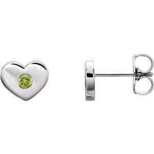 Sterling Silver Peridot Heart Earrings