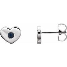 Load image into Gallery viewer, Sterling Silver Blue Sapphire Heart Earrings
