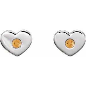Sterling Silver Citrine Heart Earrings