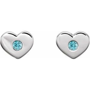 Sterling Silver Blue Zircon Heart Earrings