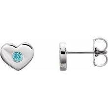 Load image into Gallery viewer, Sterling Silver Blue Zircon Heart Earrings
