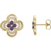 Load image into Gallery viewer, 14K Yellow Alexandrite &amp; 1/5 CTW Diamond Clover Earrings
