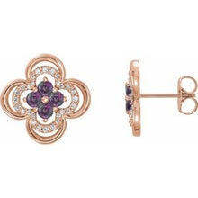 Load image into Gallery viewer, 14K Rose Alexandrite &amp; 1/5 CTW Diamond Clover Earrings
