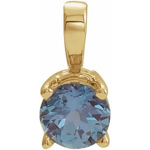 14K Yellow 3 mm Round Chatham¬Æ Lab-Created Alexandrite Birthstone Pendant