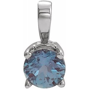 Sterling Silver 4 mm Round Imitation Alexandrite Birthstone Pendant