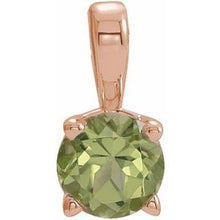 Load image into Gallery viewer, 14K Rose 3 mm Round Peridot Birthstone Pendant
