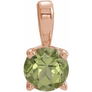 14K Rose 3 mm Round Peridot Birthstone Pendant